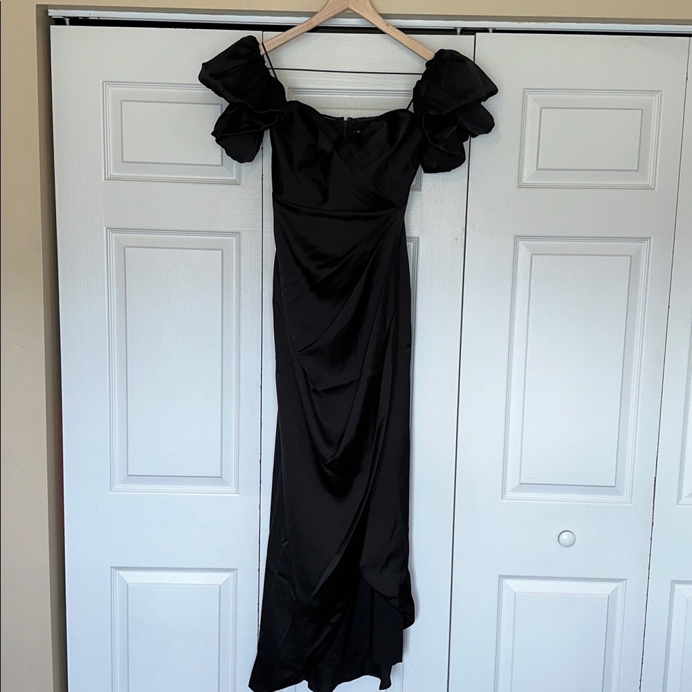 Express Black Satin Gown with Sweetheart neckline